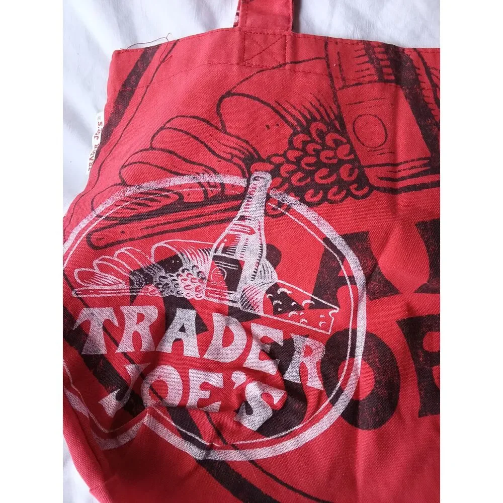 Vintage Retro Trader Joe's Wind and Cheese Red Tote Bag Excellent Condition